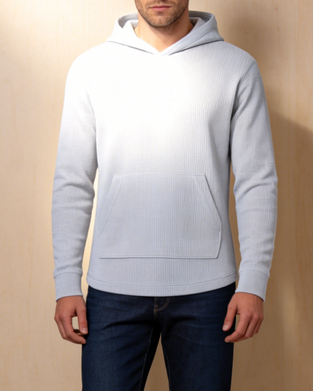 Hooded Waffle Knit Casual Sweatshirt