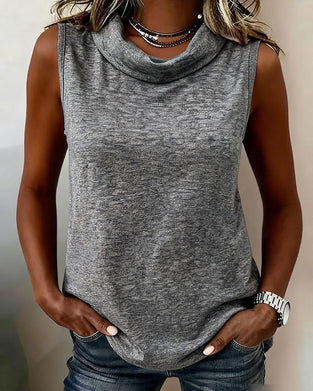 Lapel Stacked Solid Color Tank Top