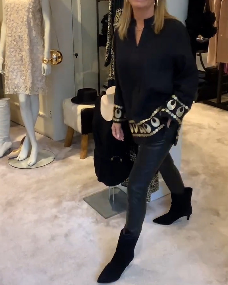 Positioned Printed Loose Blouse