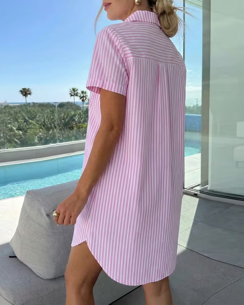 Stripe Shirt Style Dress