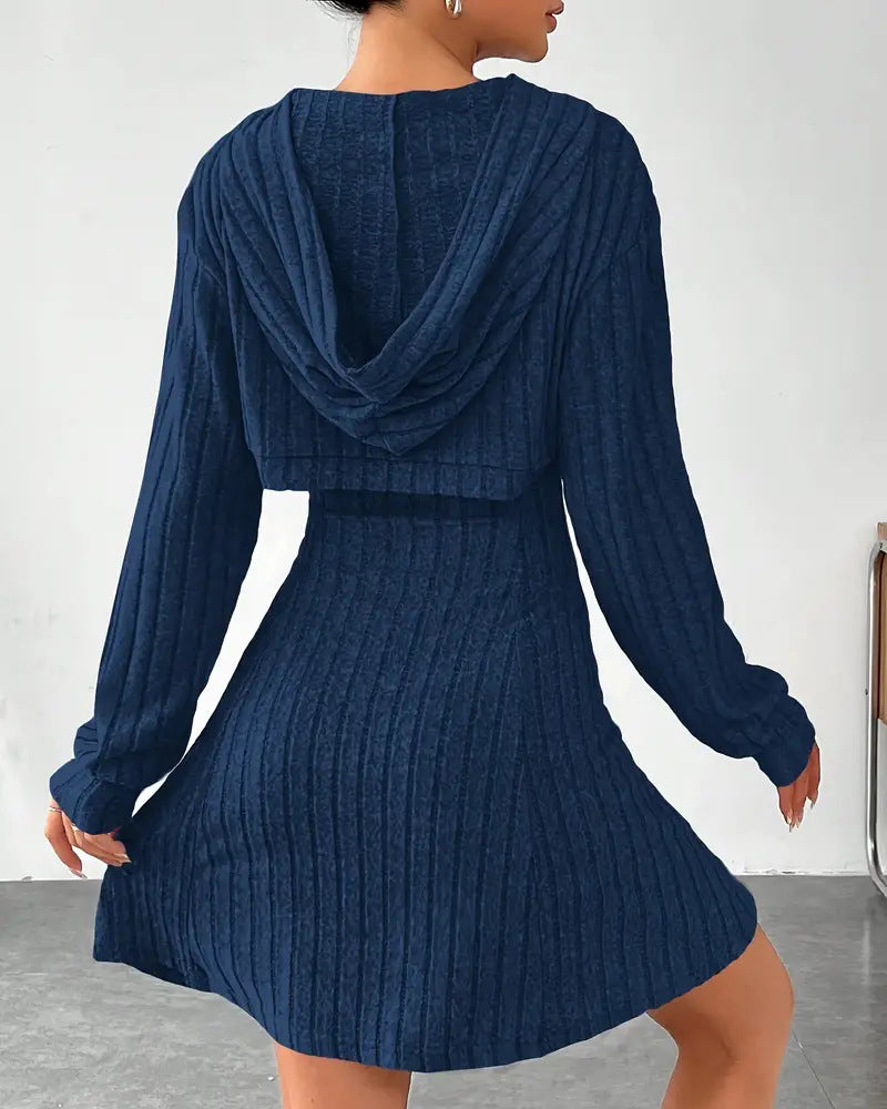Hoodie Top Tank Dress Two-Piece Set
