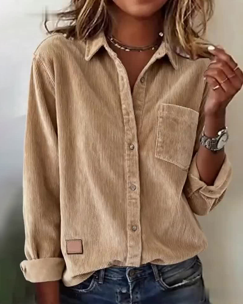 Fashionable Corduroy Lapel Shirt