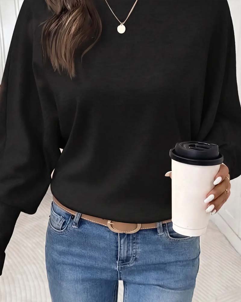 Loose Batwing Sleeve Casual Long Sleeve Top
