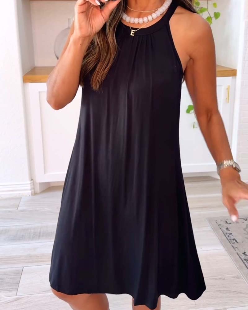 Casual Strappy Solid Color Dress