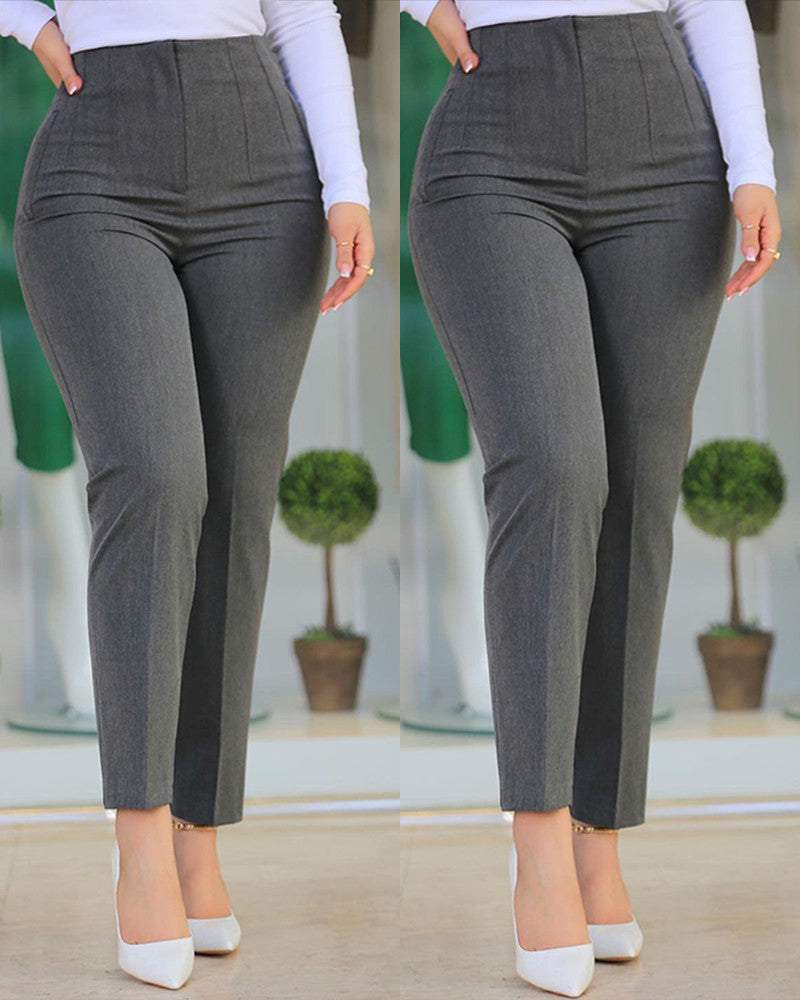 Pocket Casual Cropped Pants