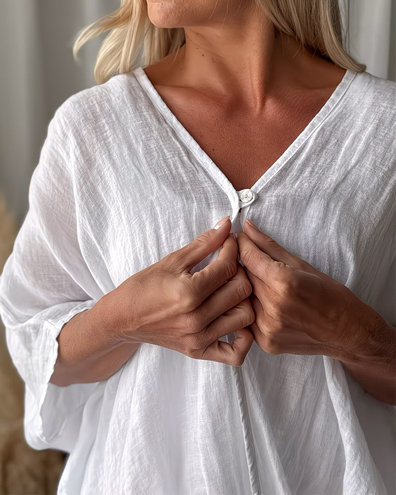 Loose Batwing Sleeve Solid Blouse