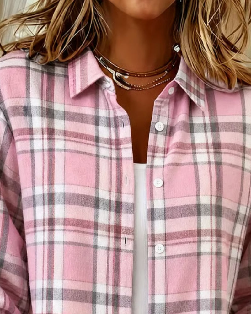 Plaid Long Sleeve Button Down Shirt