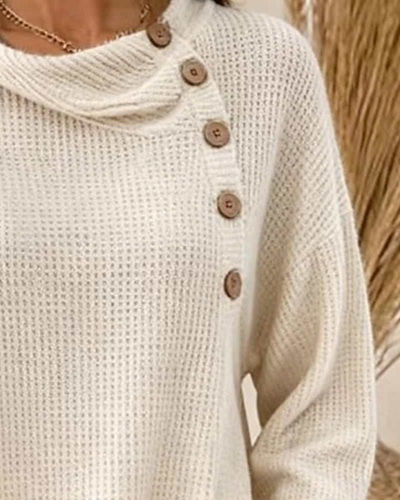 Casual Cowl Neck Knit Top