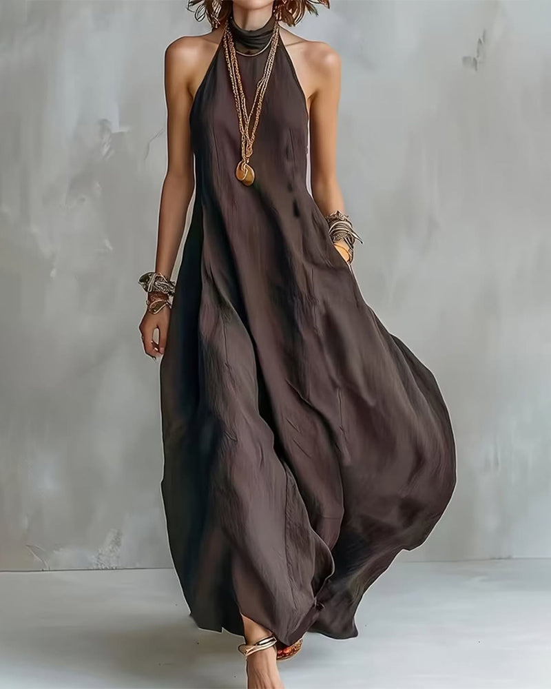 Halter Draped Premium Long Dress