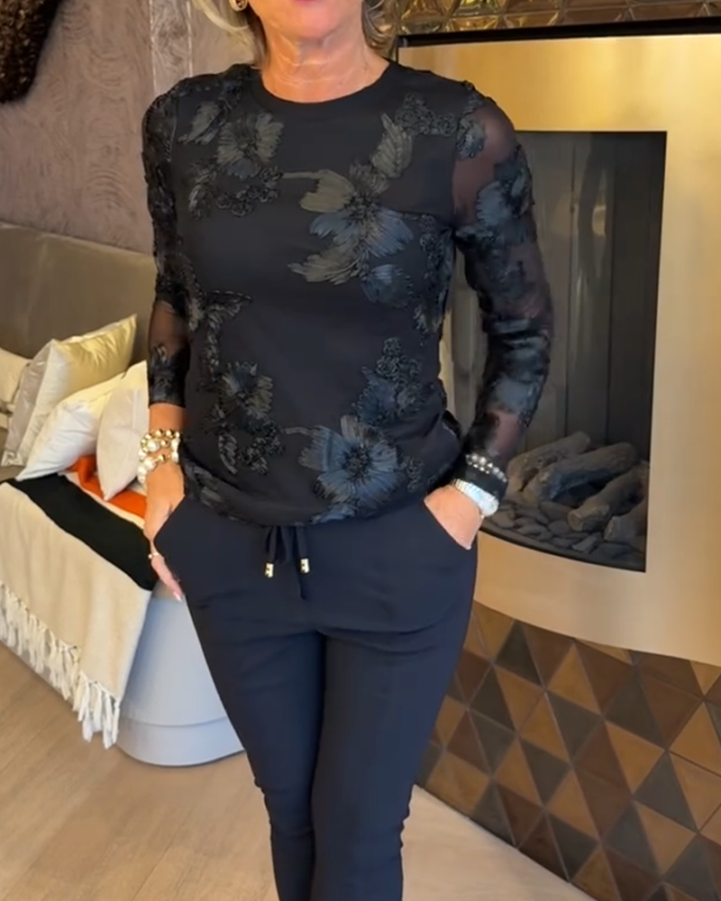 Stylish Round Neck Long-Sleeved Top