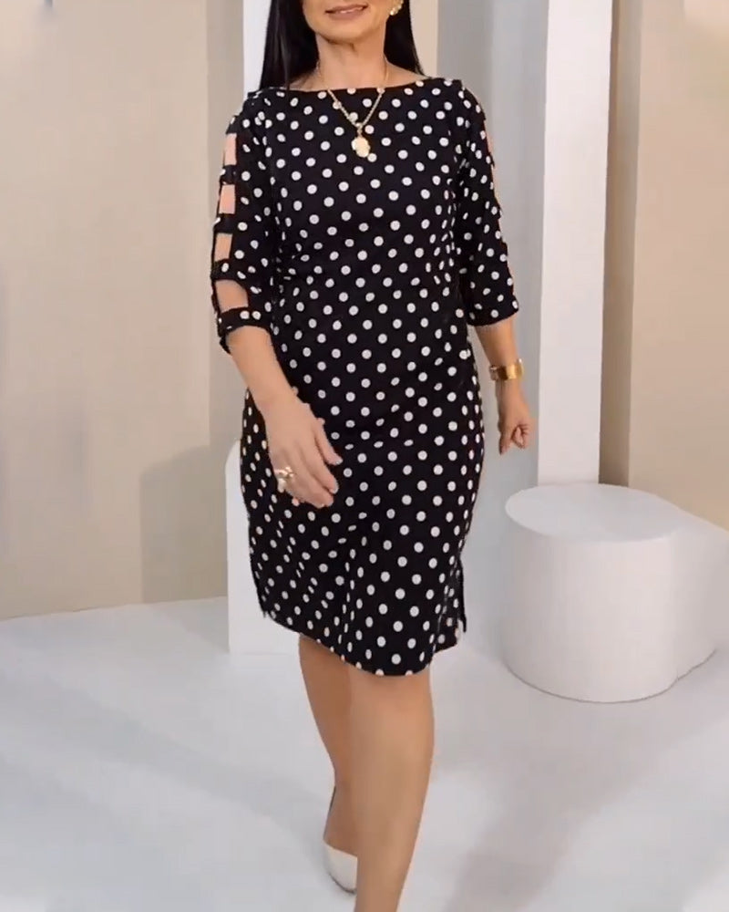 Round Neck Polka Dot Dress