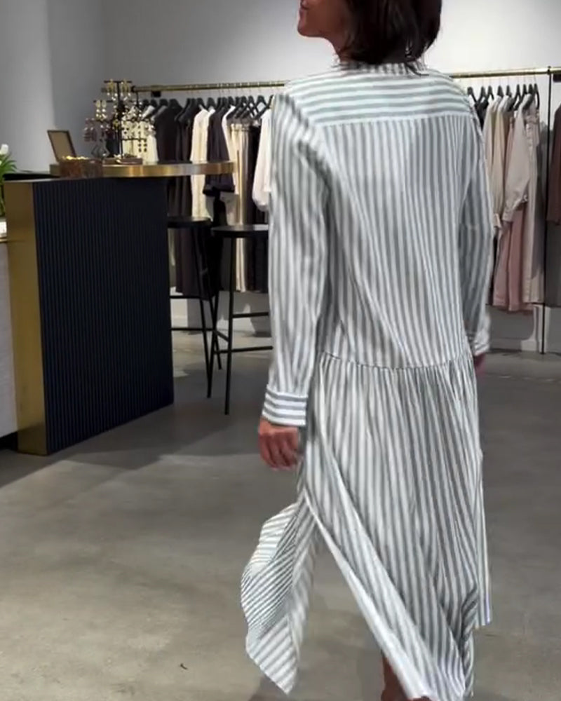 Striped Side Slit Maxi Dress