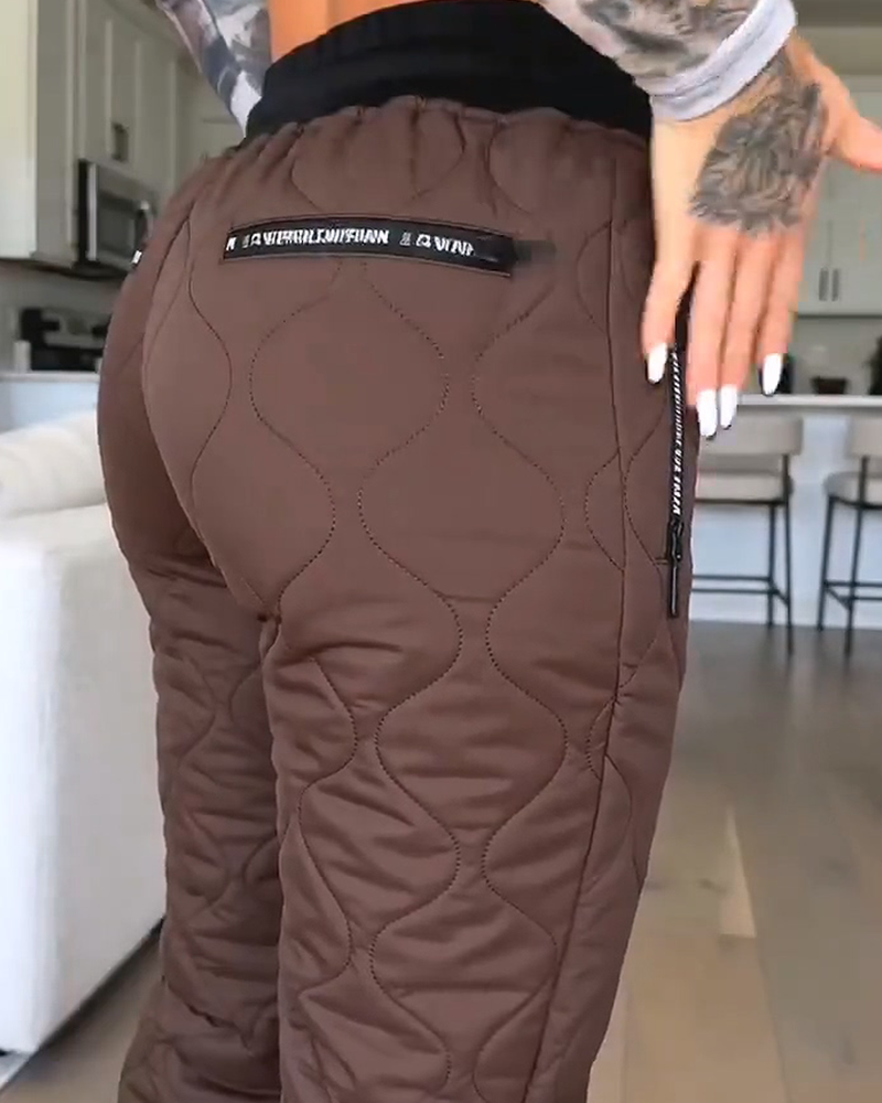 Quilted Hemmed Cotton Pants