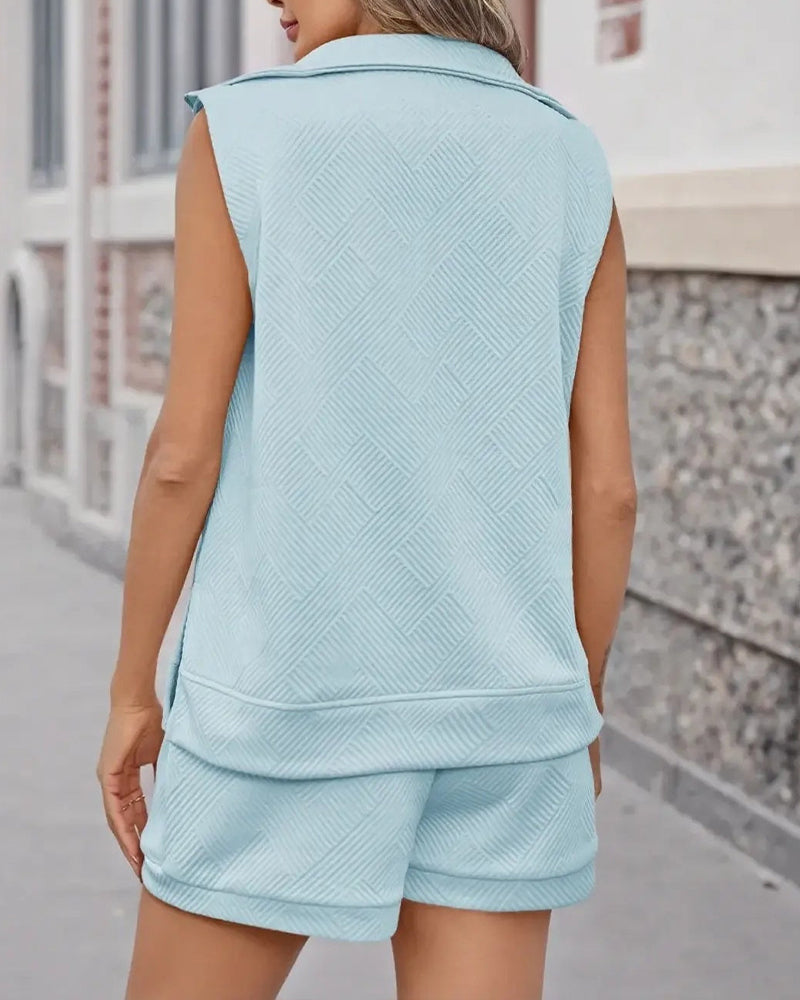 Half-Zip Top and Shorts Two-Piece Set
