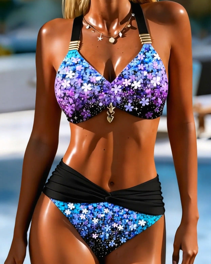 Printed Halter Two-Piece Bikini