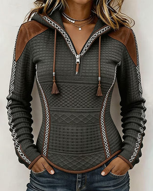 Hooded Half-Zip Casual Top