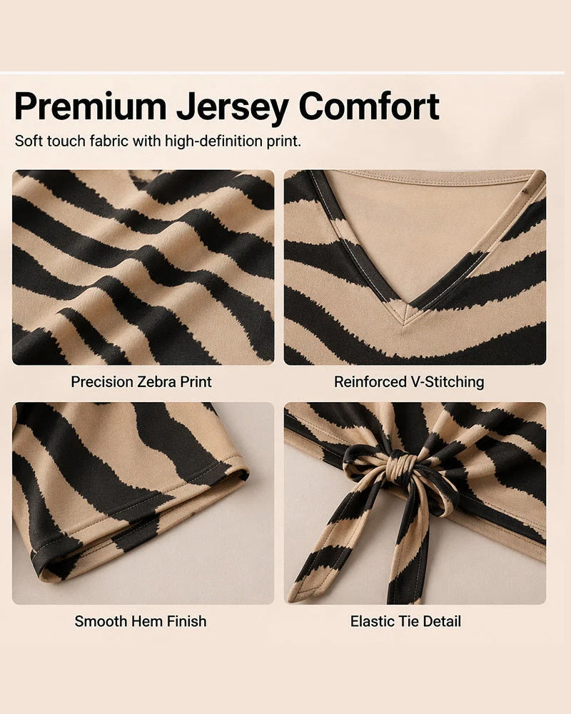 Elegant Zebra V-Neck Tee