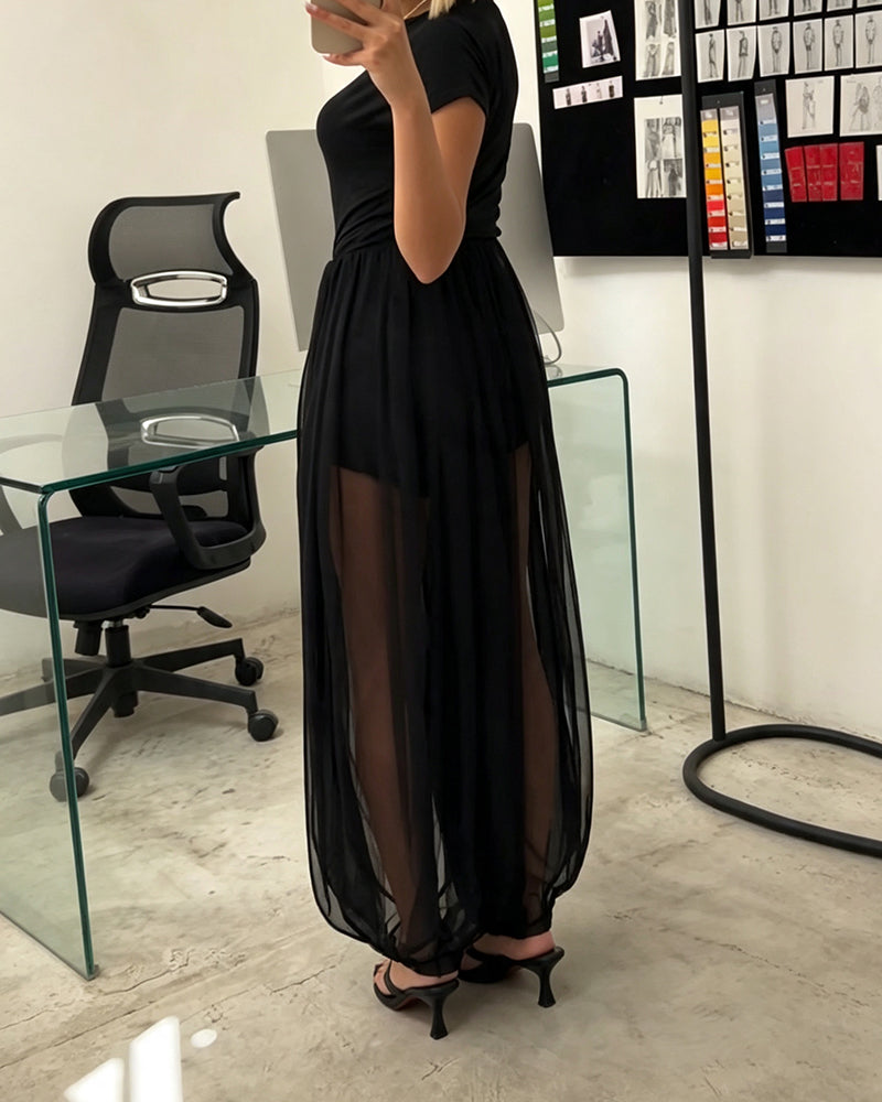 Stylish Pleated Sheer Pants