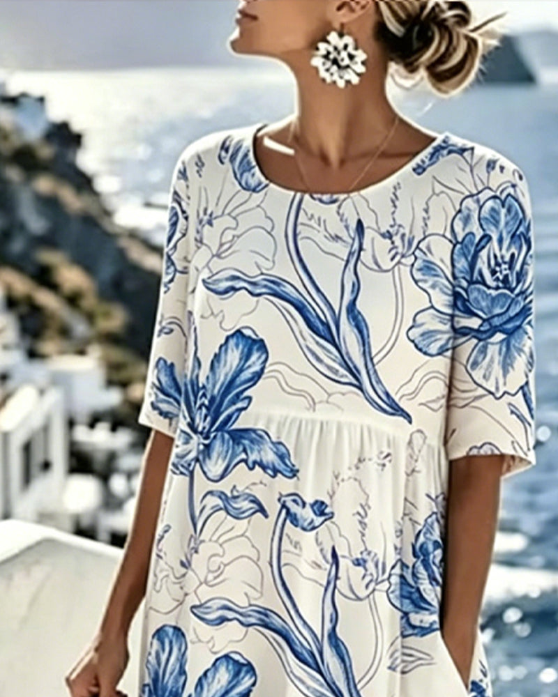 Half Sleeve Printed Dress