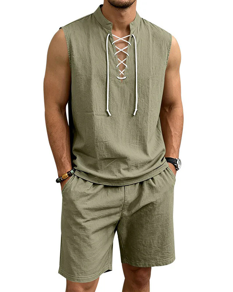 Men's V-Neck Two-Piece Set