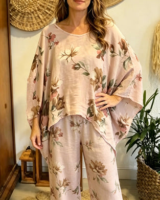 Printed Batwing Sleeve Loose Blouse