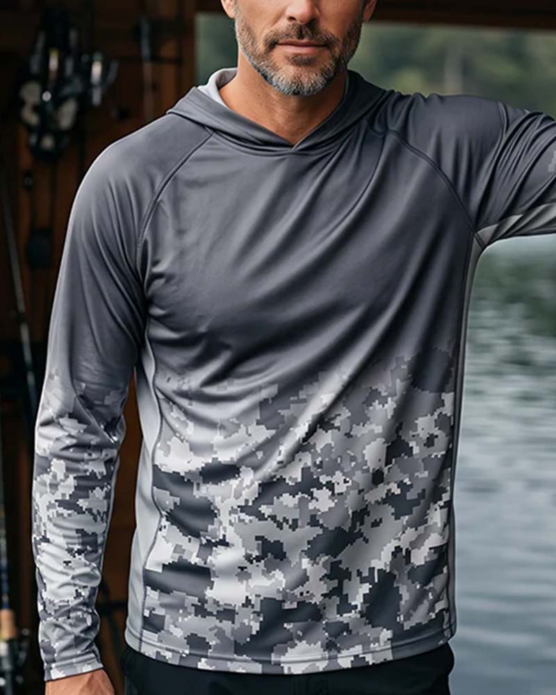 Men's Hooded Camo Gradient Top