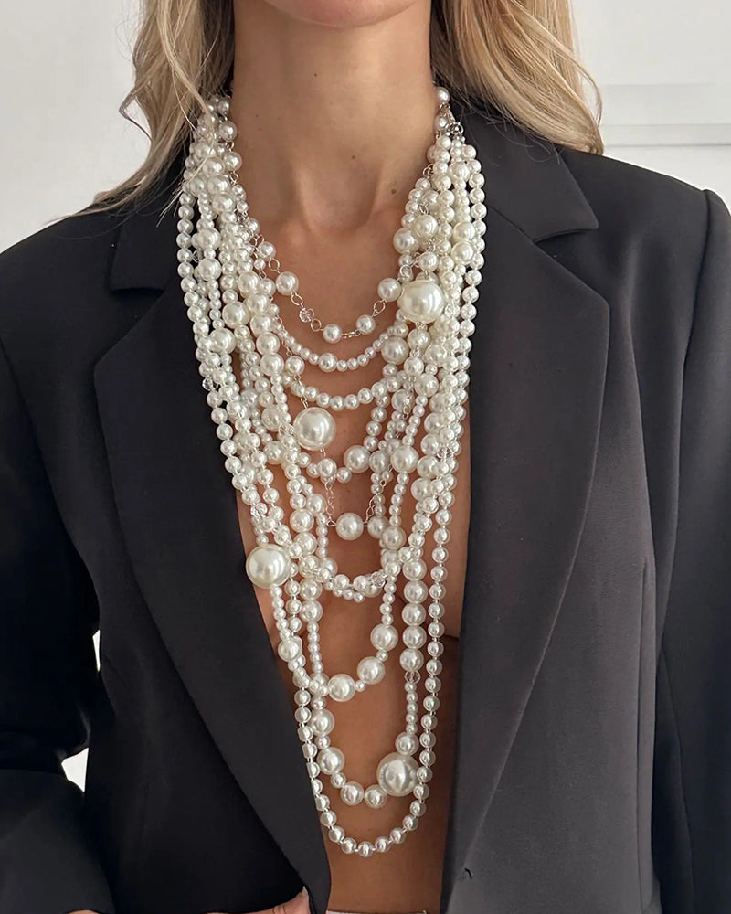 Multi-Layer Long Pearl Necklace