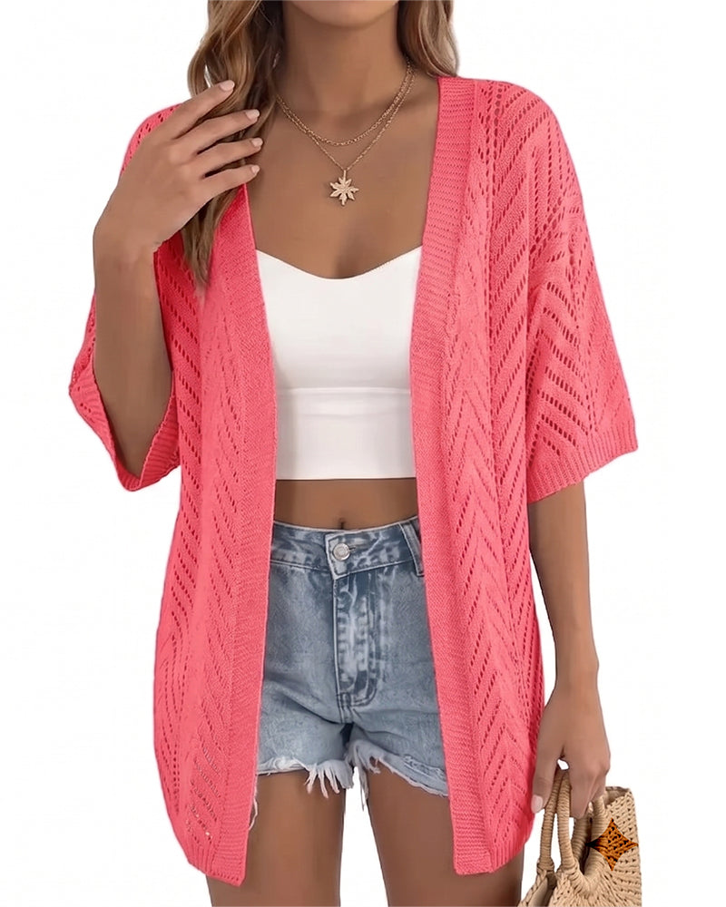 Cutout Loose Open Cardigan