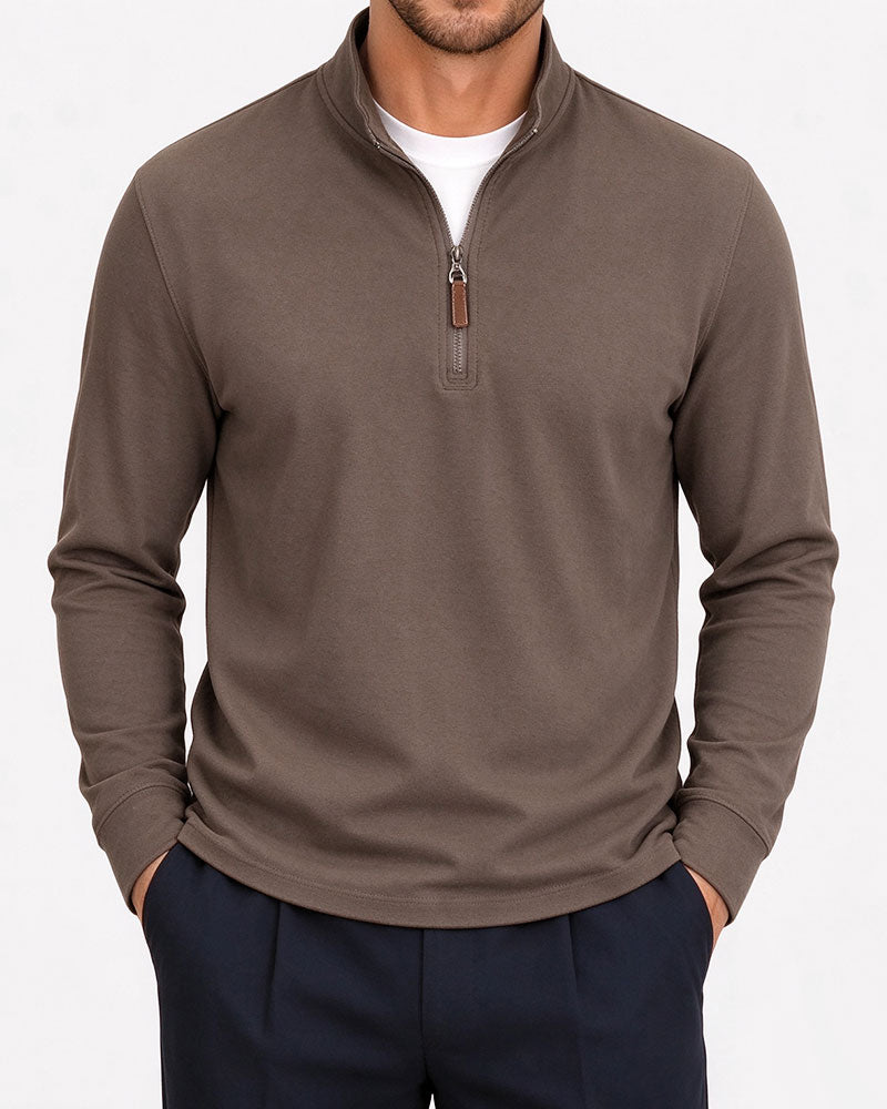 Men's Half-Zip Stand Collar Long-Sleeved Sweatshirt