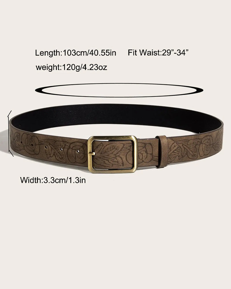 Simple Rectangle Metal Buckle Belt
