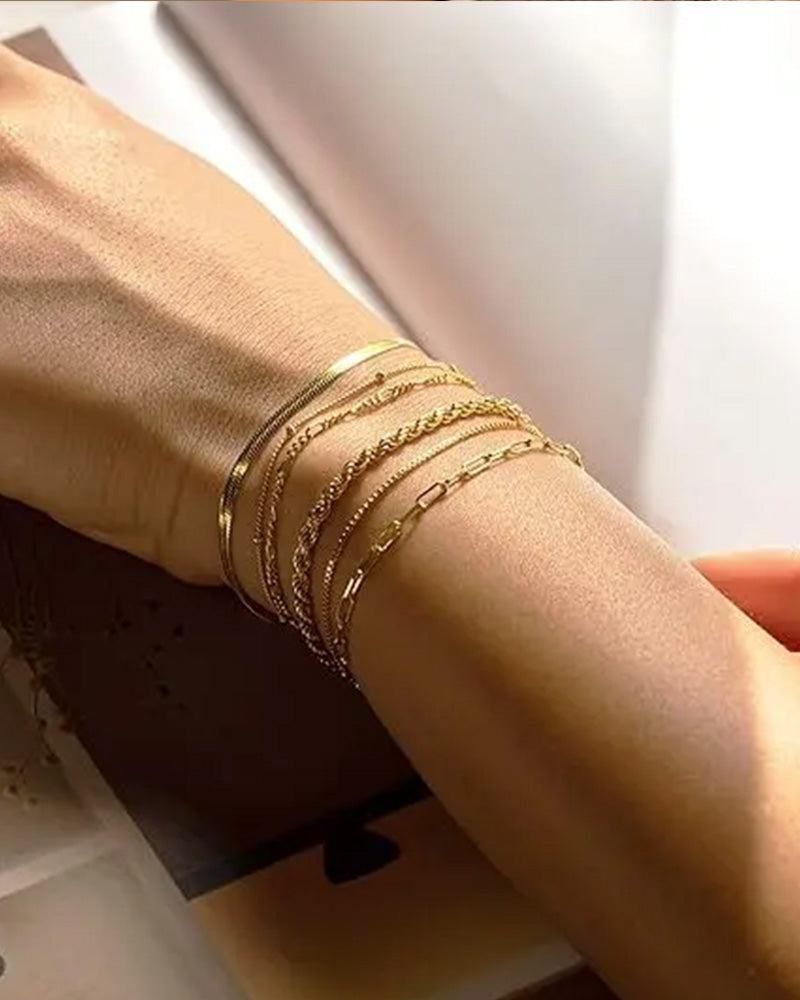 Fashion Slim Stackable Cuban Link Bracelet Set
