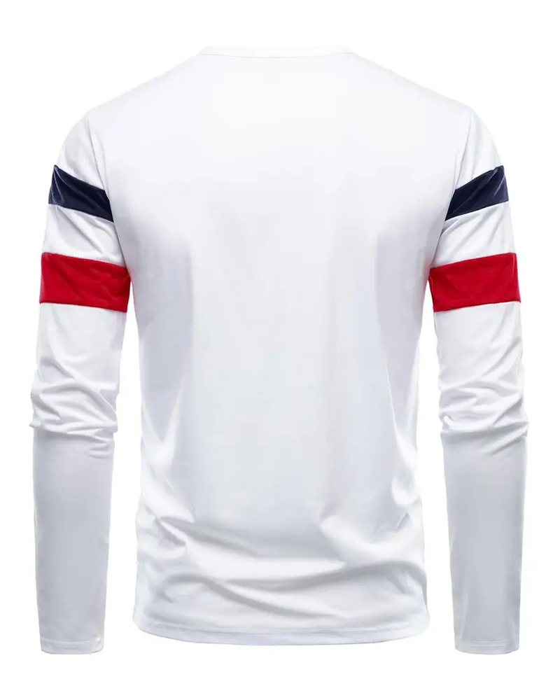 Crewneck Striped Long-Sleeve Men‘s T-Shirt