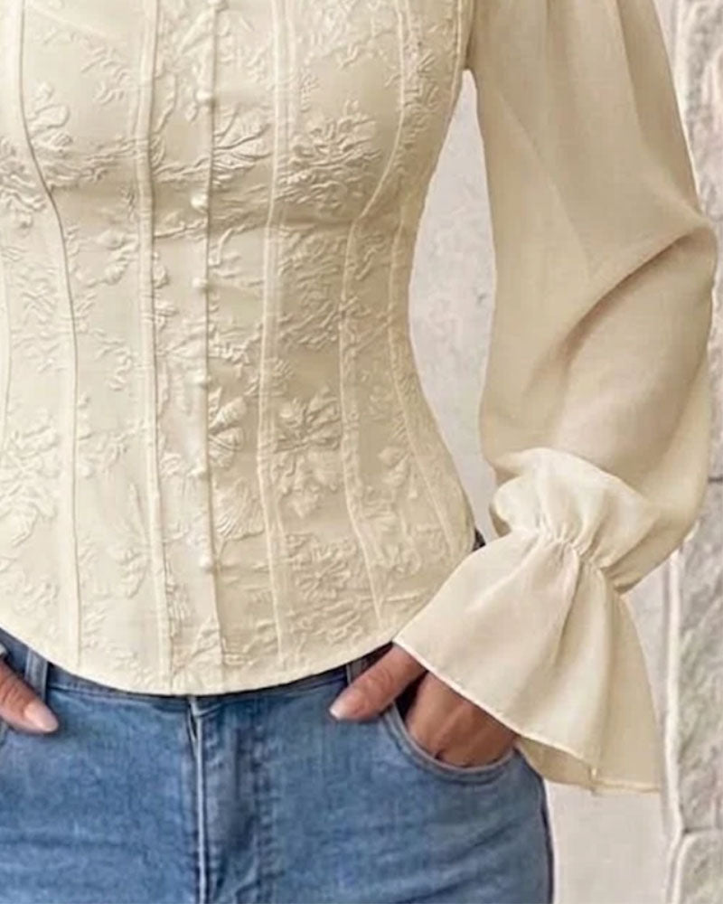 Off-Shoulder Long Sleeve Waist Blouse