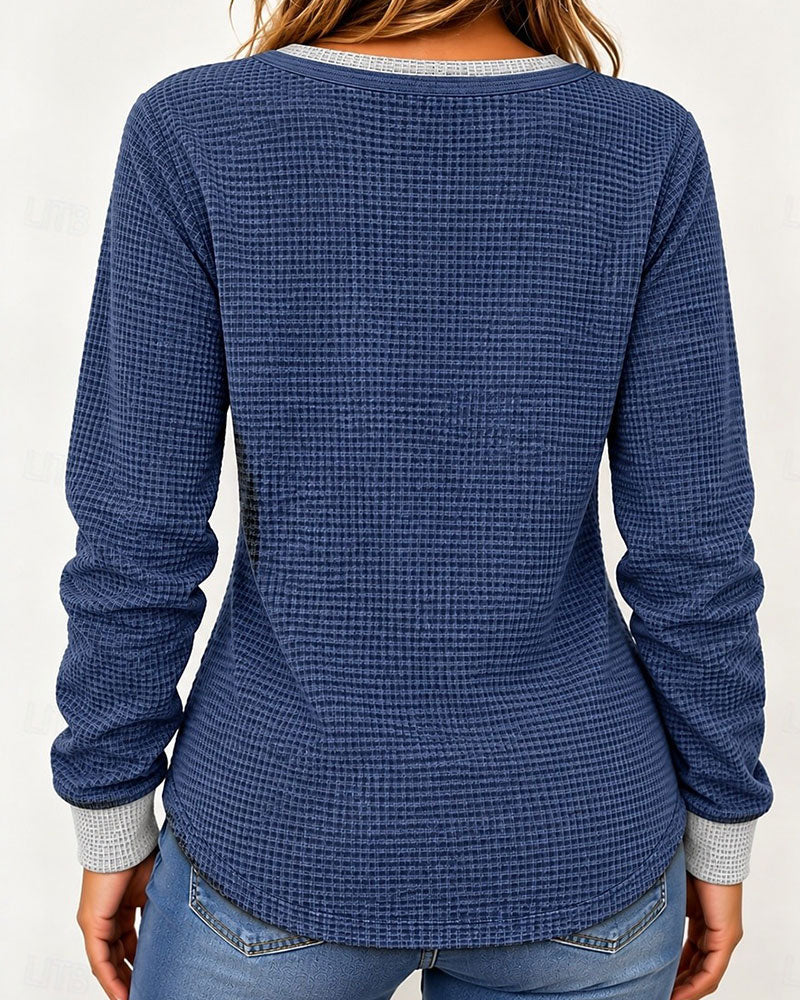 Stylish Henley Long Sleeve Top
