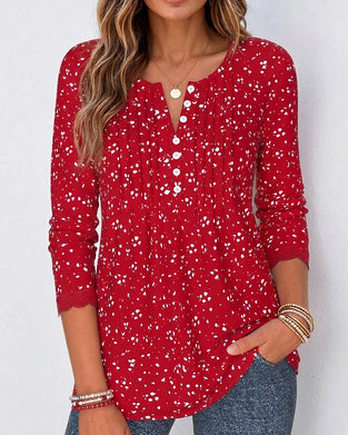 Lace Casual Long Sleeve Top