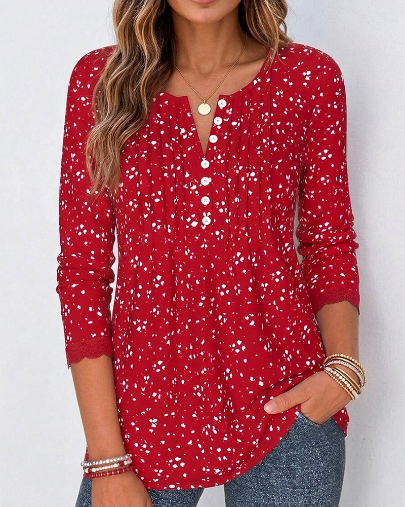Lace Casual Long Sleeve Top