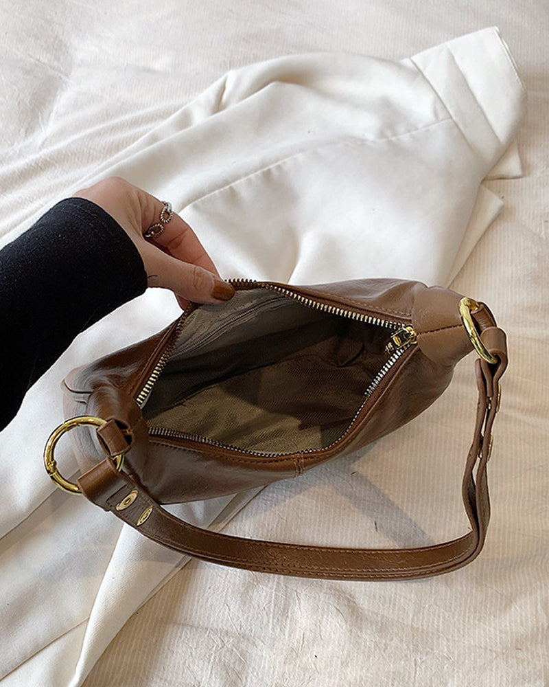Waxed Leather Underarm Bag