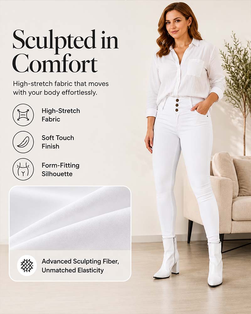 High Waist Pocket Button Skinny Pants