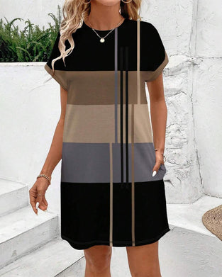 Round Neck Fashion Casual Printed Dress