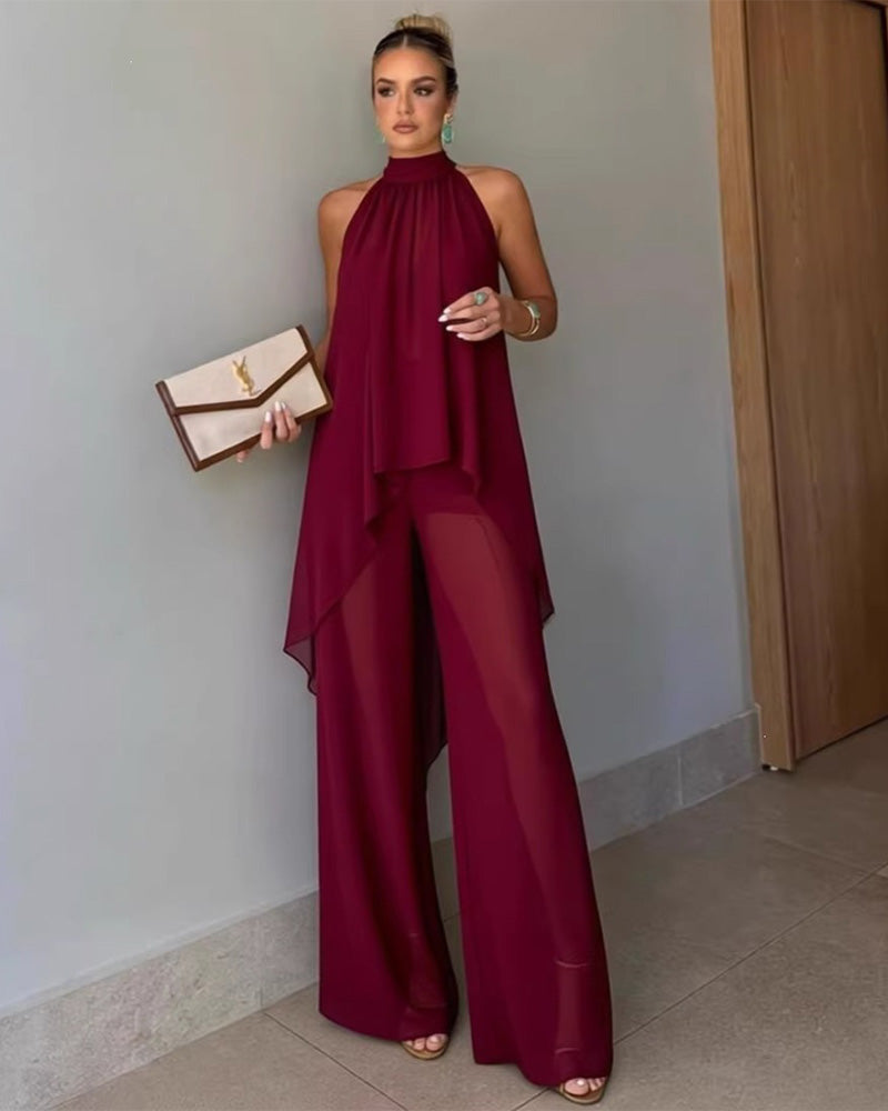 Casual Asymmetric Sleeveless Set