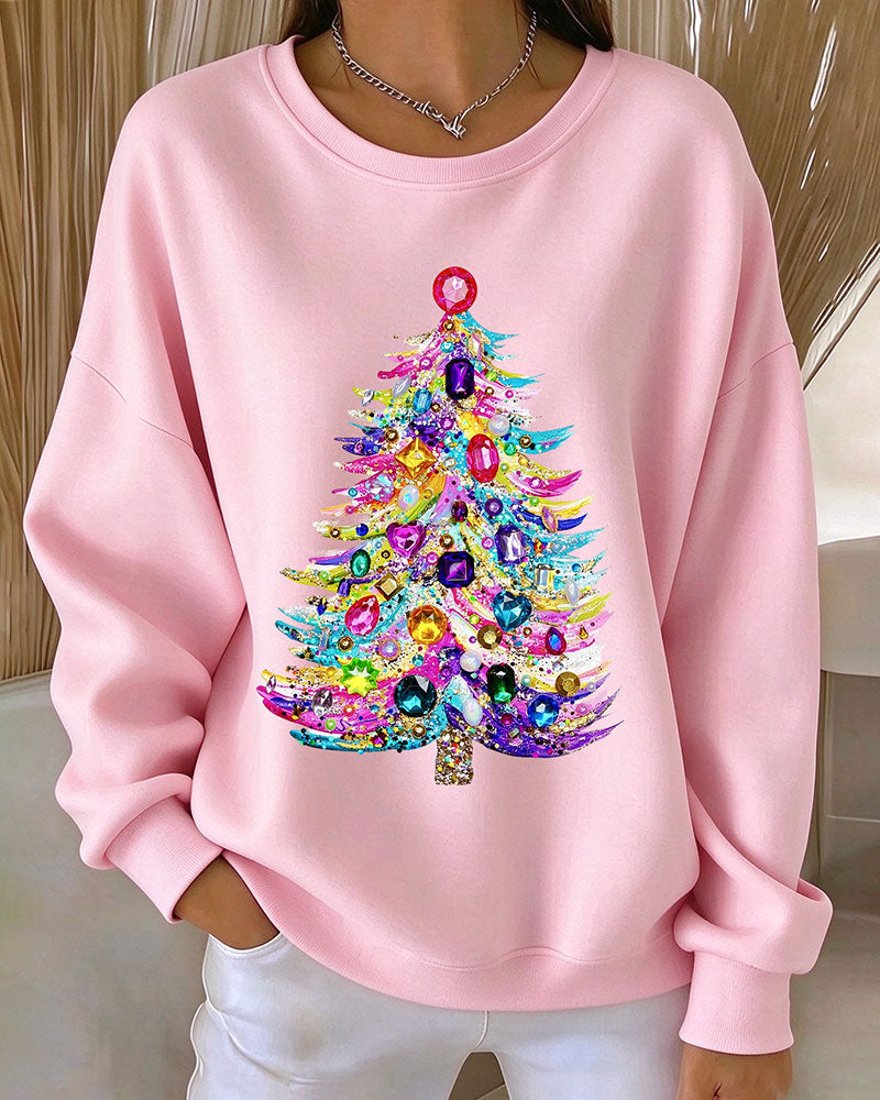 Crew Neck Pullover Christmas Tree Top