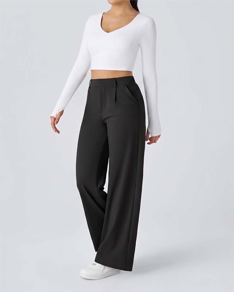 Solid Color Drape Suit Straight Pants