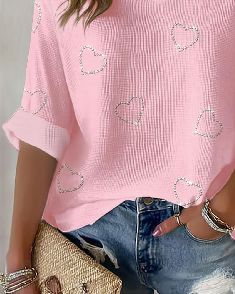 V-Neck Heart Comfortable Top