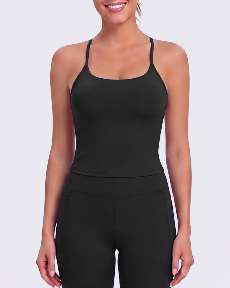 Back Cross Solid Cami Top