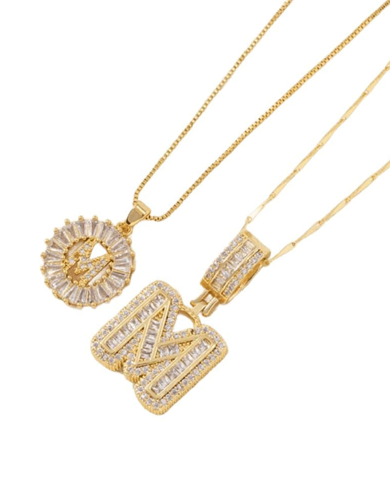 Initial Letter Pendant Necklaces -2 Pack