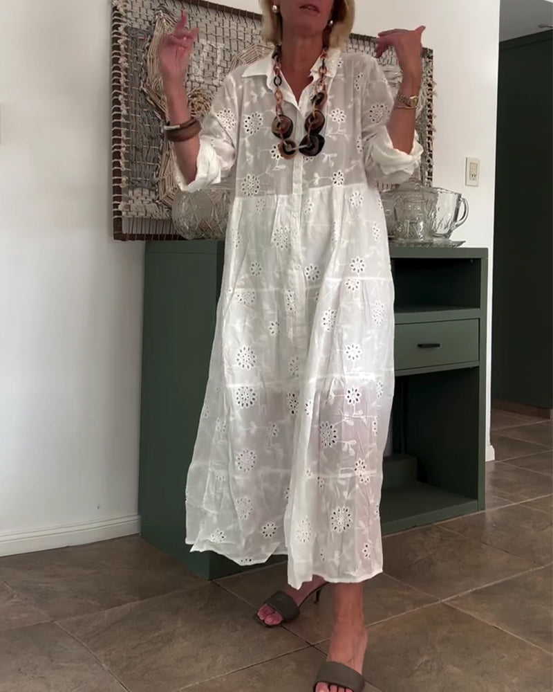 Elegant Hollow Flower Dress