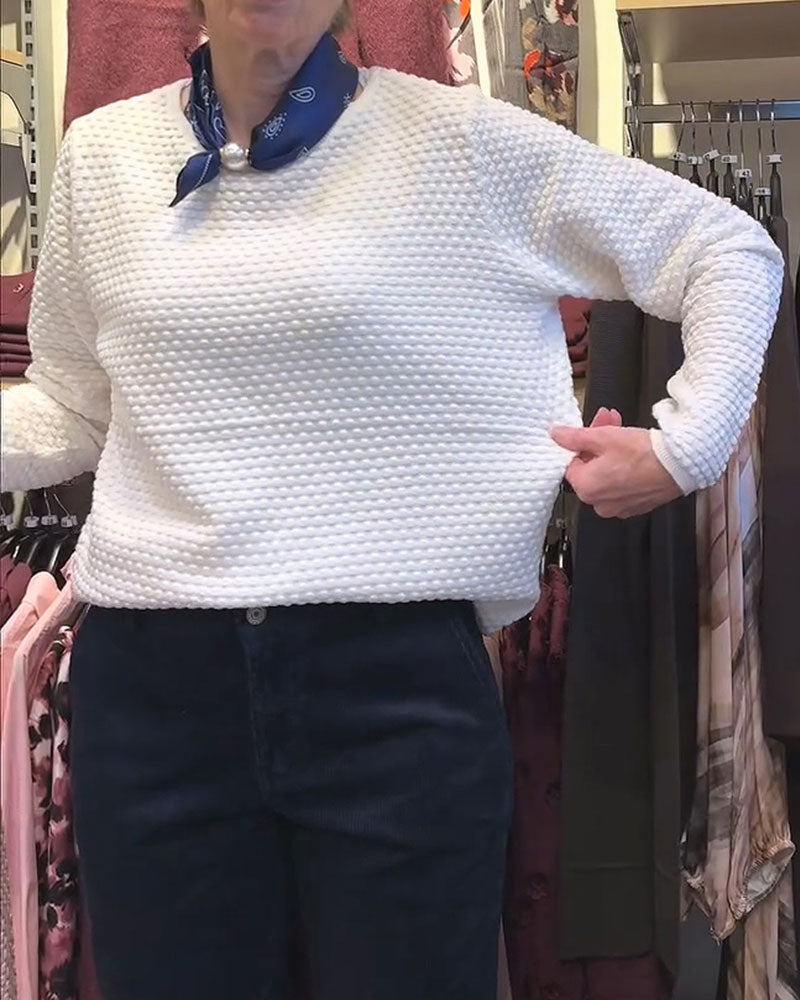 Round Neck Pullover Solid Color Sweatshirt
