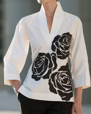 V-Neck Floral Print Blouse