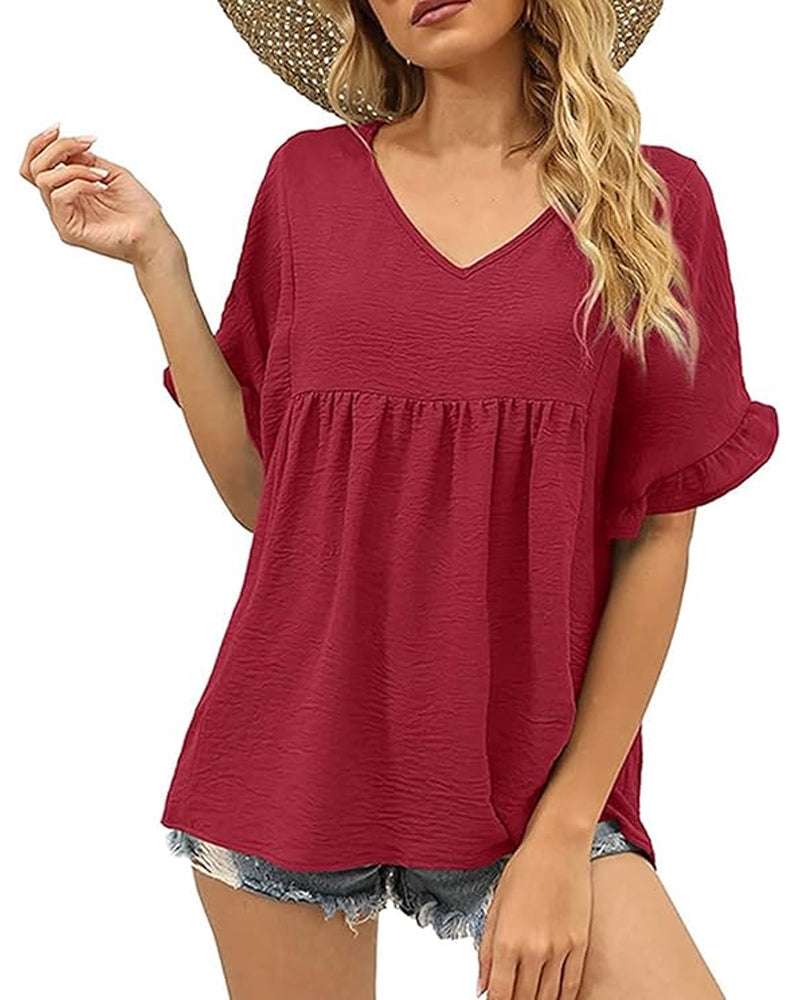 Casual Ruffle Loose Fit Blouse