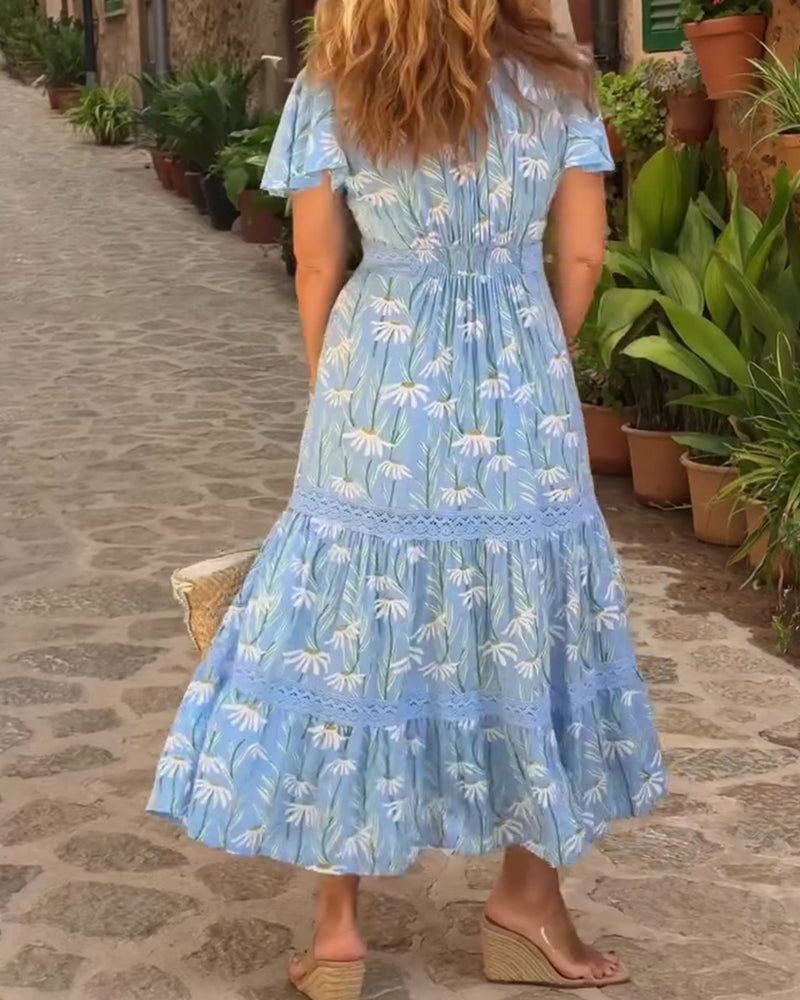 Floral Short-Sleeve Printed Dress